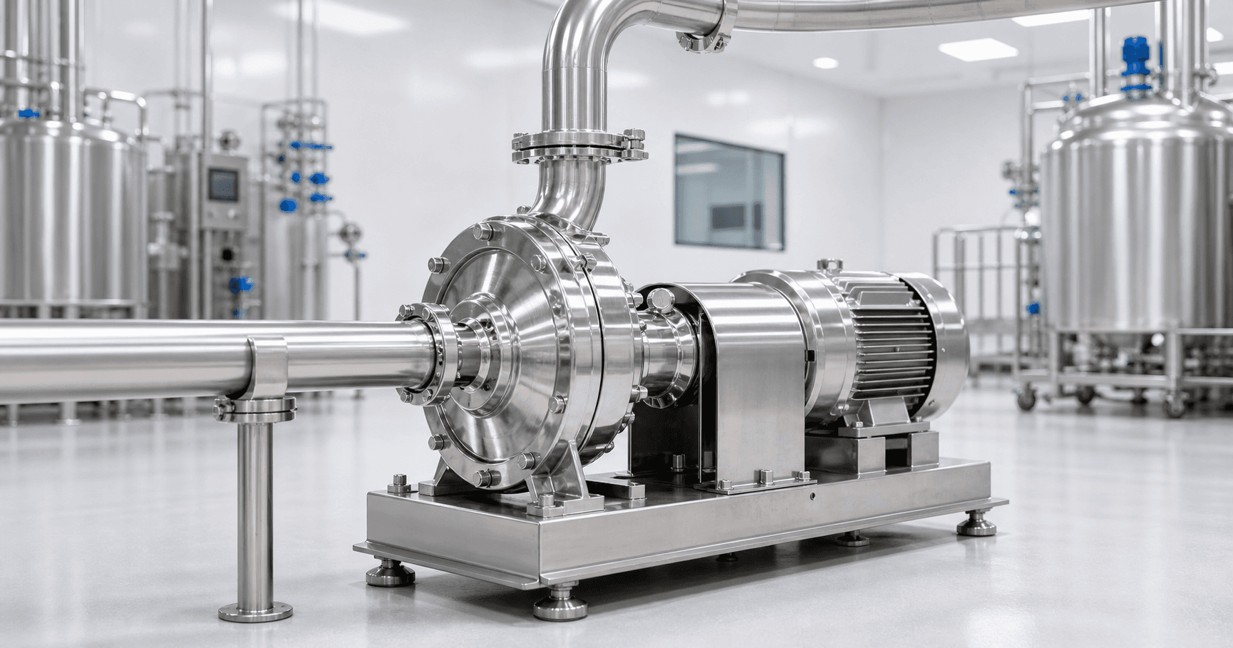 Sanitary tri clover connection on food grade pump