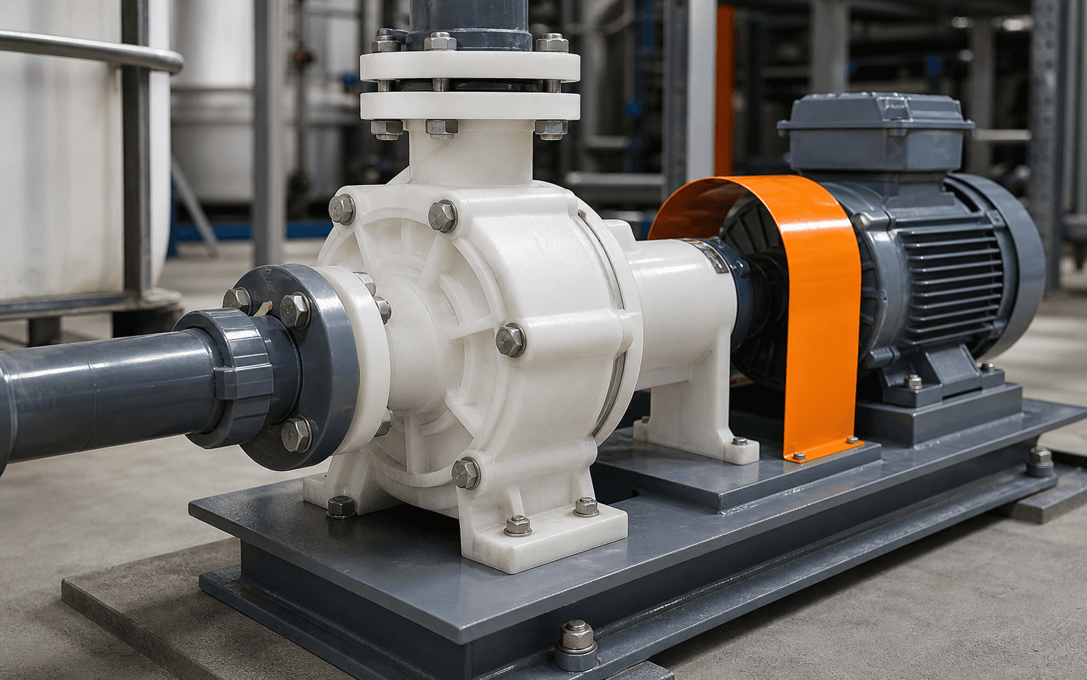 Chemical dosing pump near coagulant tank