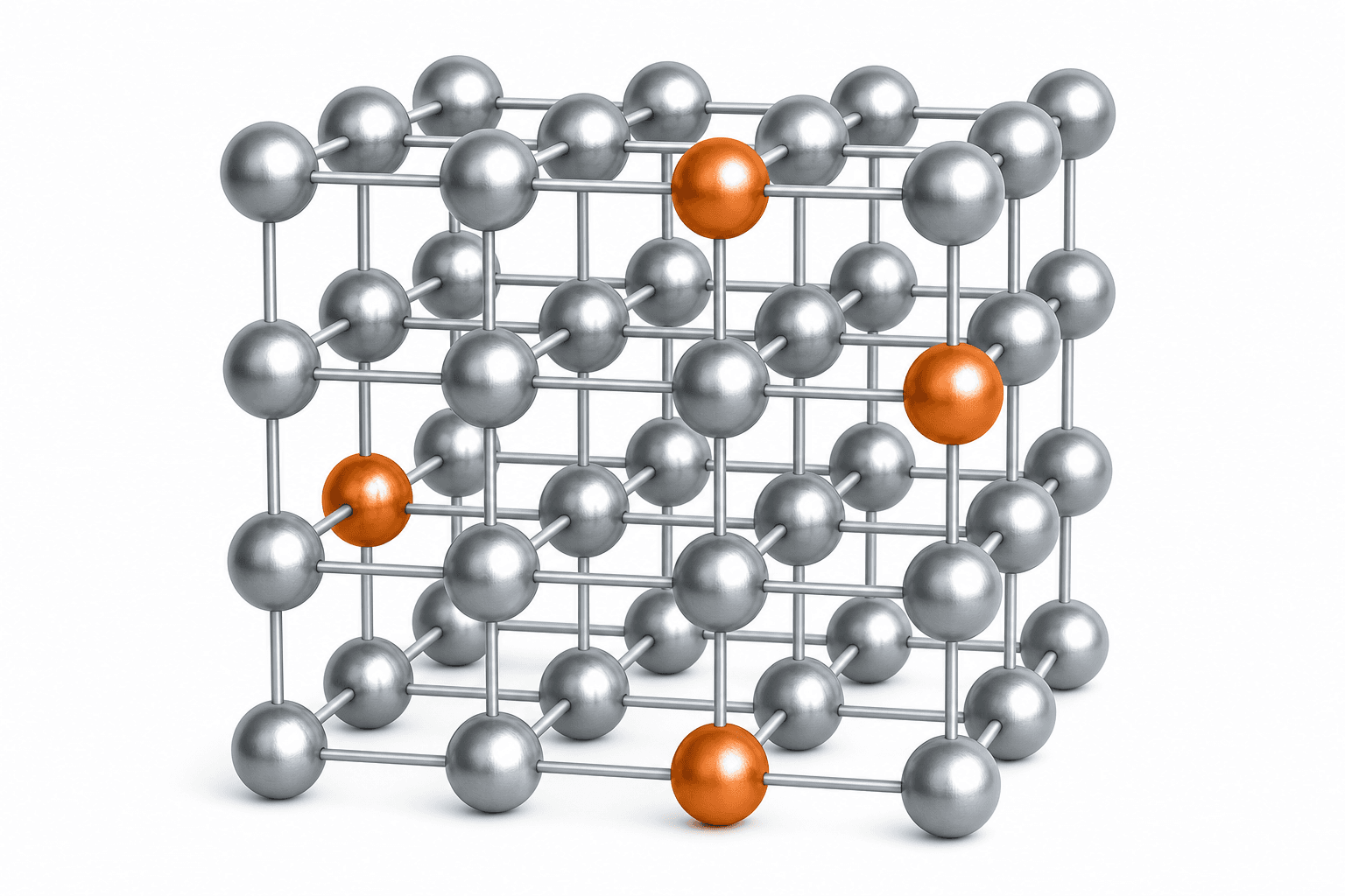 Diagram showing molybdenum atoms in steel lattice providing corrosion resistance