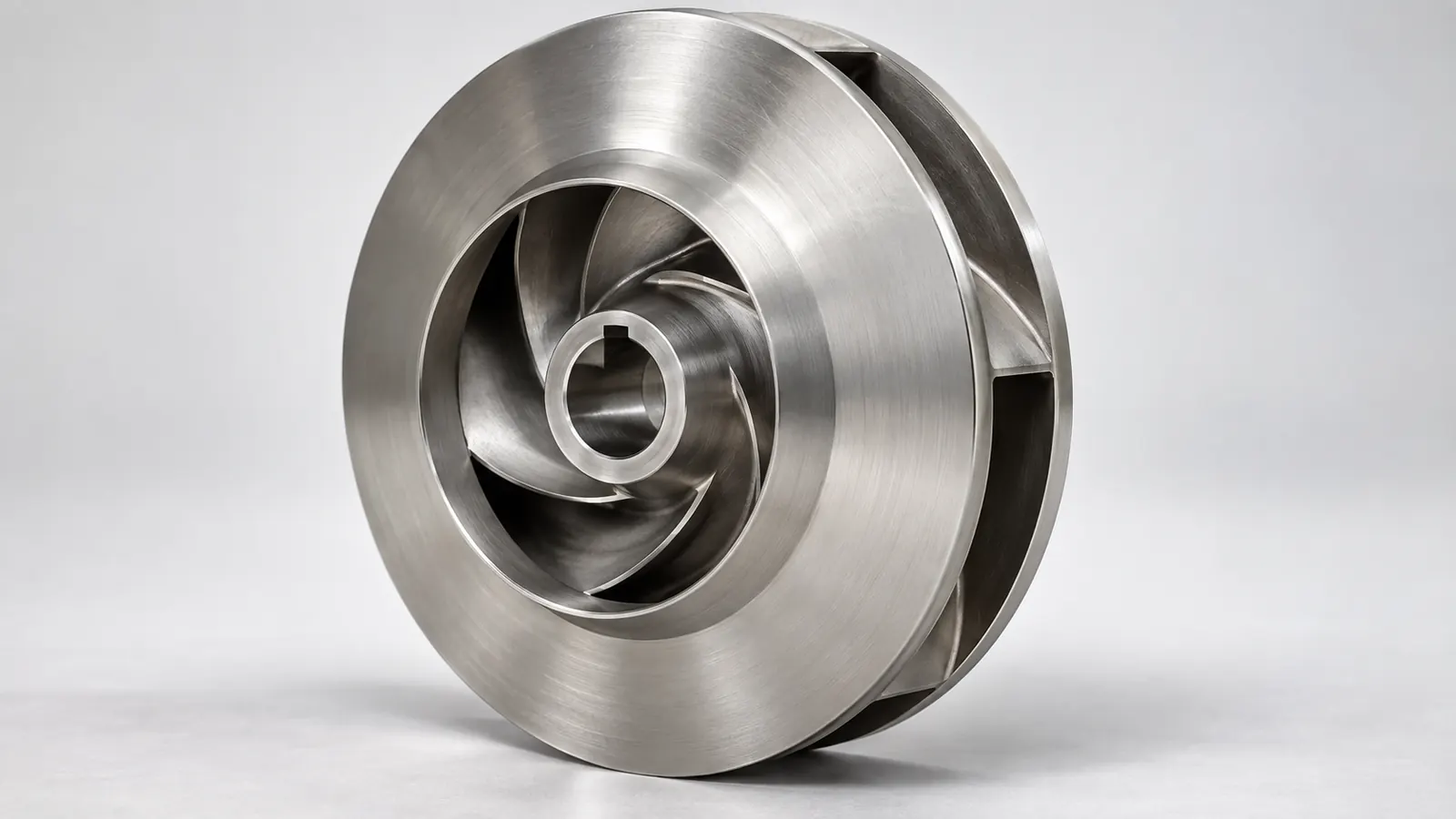 Closed centrifugal pump impeller showing enclosed vane passages