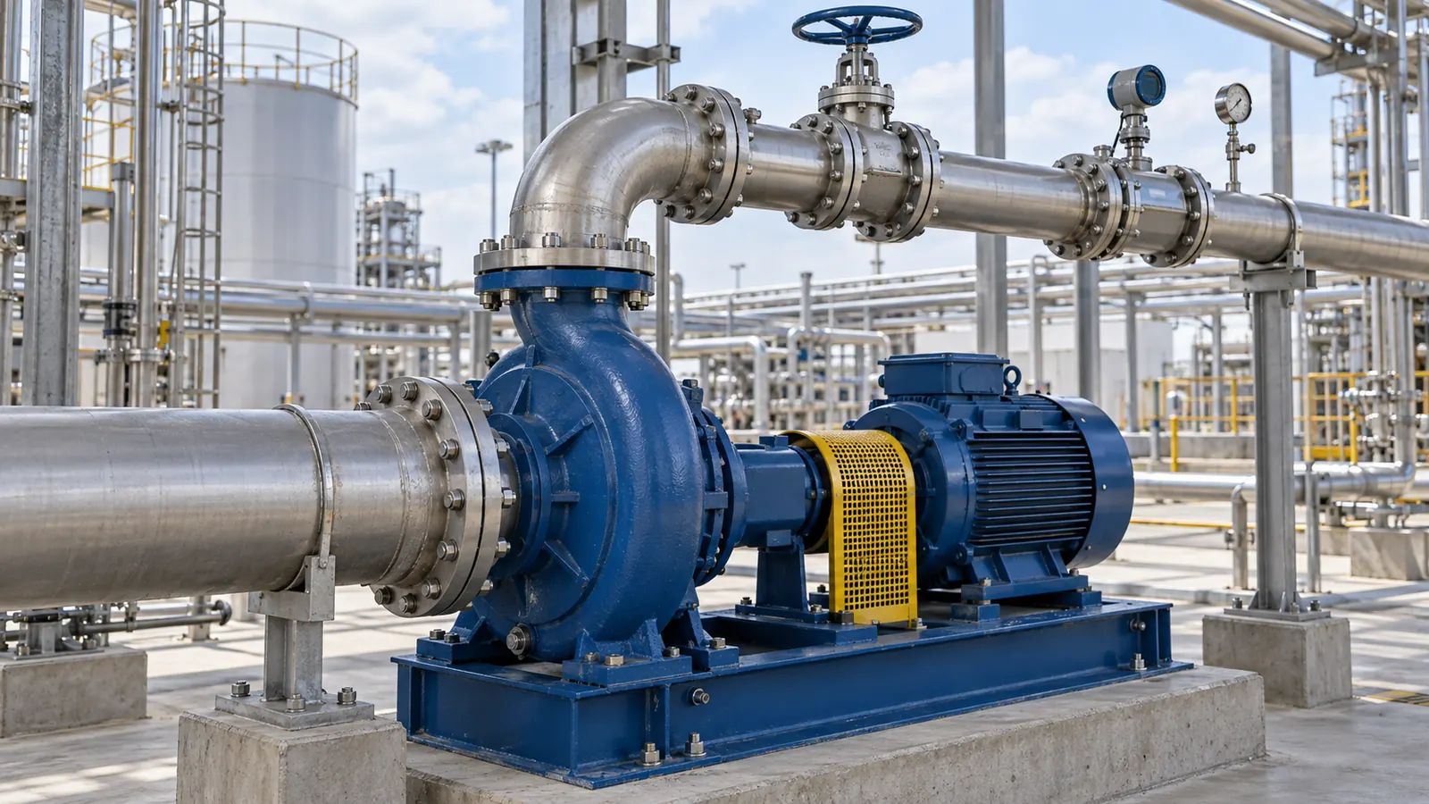 Centrifugal pump process line operating at a high flow duty