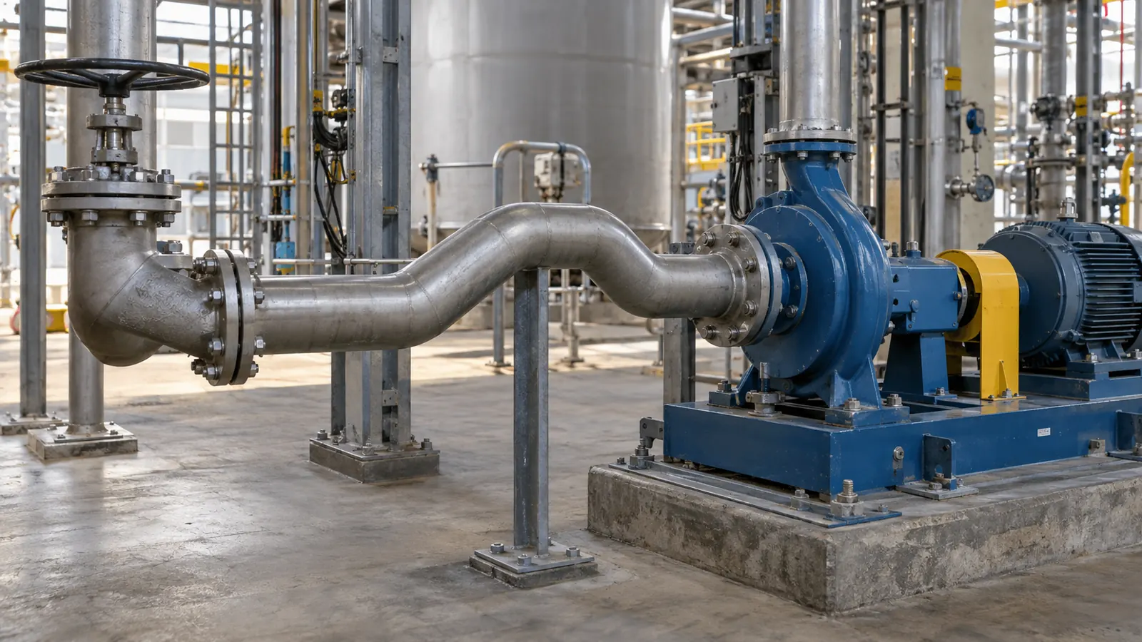 Suction line high point where trapped air may collect before a pump