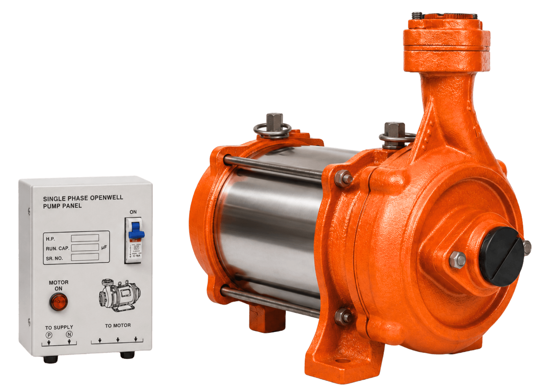 OWS single phase openwell submersible pump with panel board by Shubham Industries