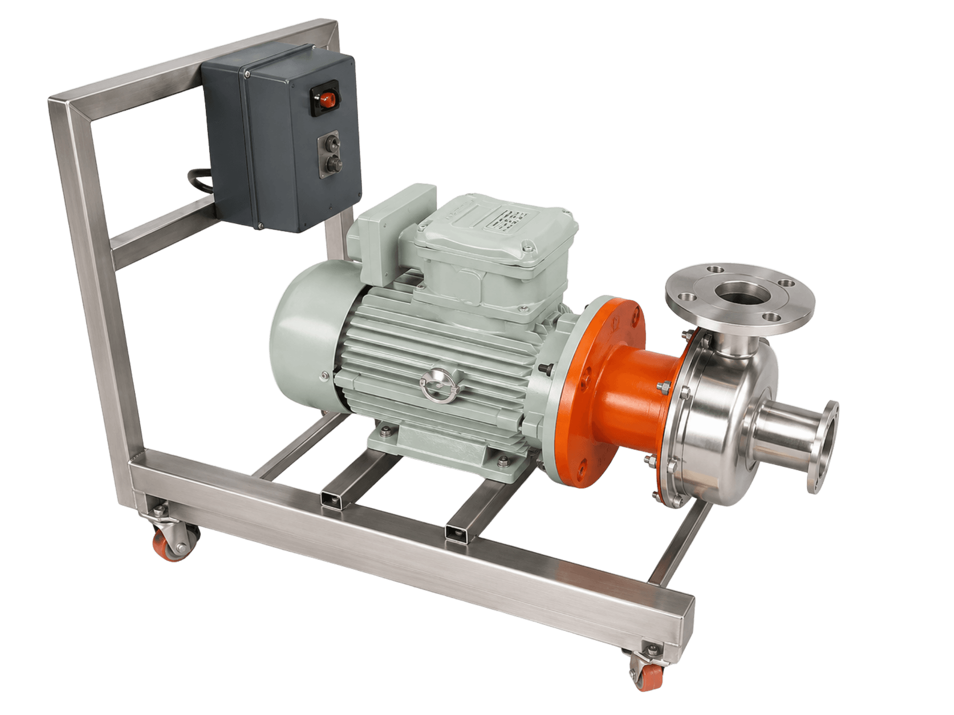 SCC Series trolley mounted stainless steel centrifugal pump set with motor
